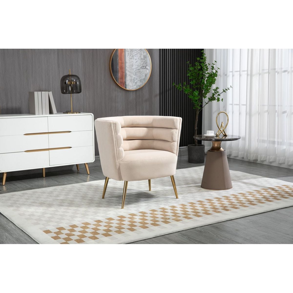 Accent Chair, leisure single chair with Golden feet