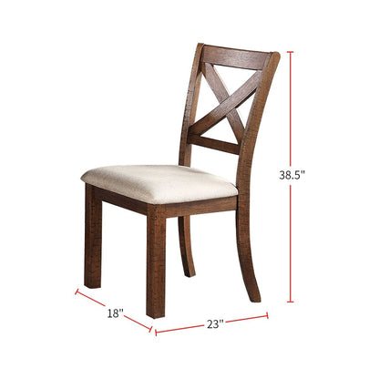 White Fabric Upholstery Wood Side Chairs, Brown