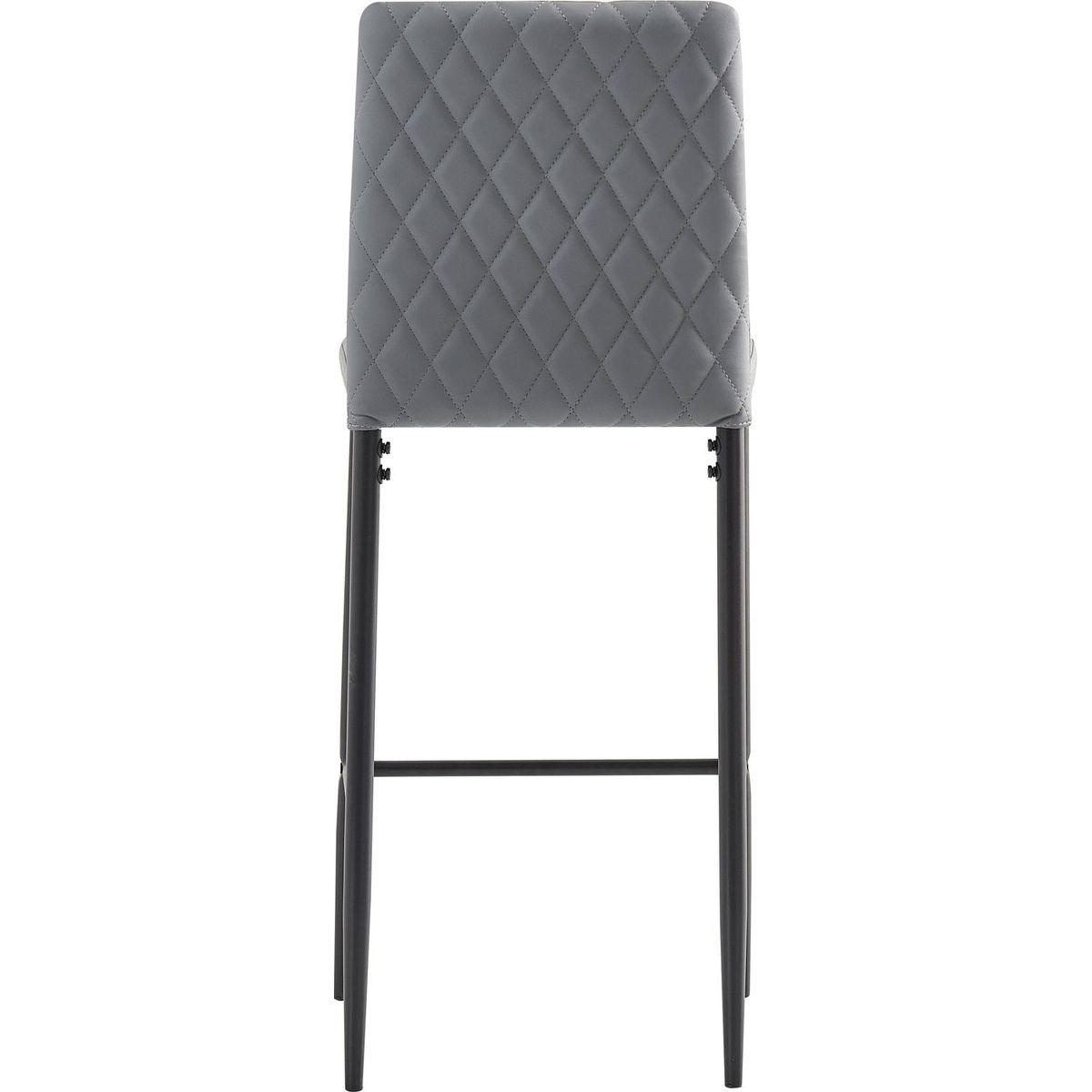 light gray modern simple bar chair, fireproof leather spraying metal pipe, diamond grid pattern, restaurant, family, 2-piece set