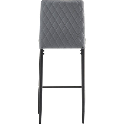 light gray modern simple bar chair, fireproof leather spraying metal pipe, diamond grid pattern, restaurant, family, 2-piece set