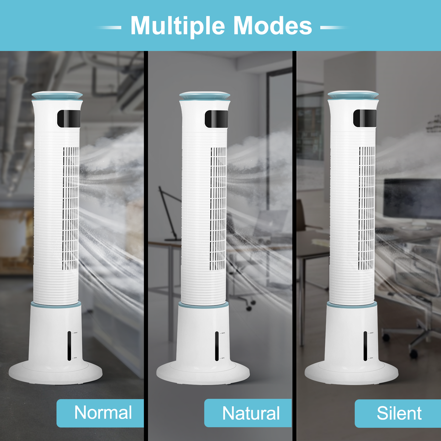 Mist Tower Fan, 12 Speeds & 3 Modes Settings Standing Fan, 15 Hour Timing Closure Cooling Fan, Low Noise, 43 Inches, White