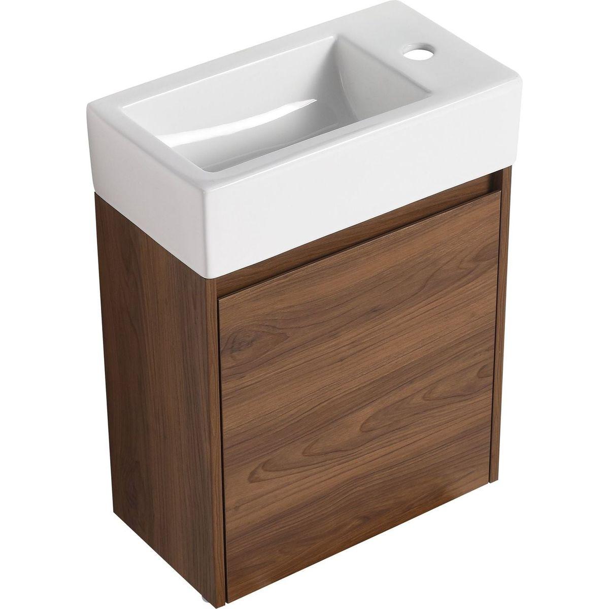 18 Inch Floating Small Bathroom Vanity With Single Sink, Suitable For Small Bathroom-BVB03018BRE