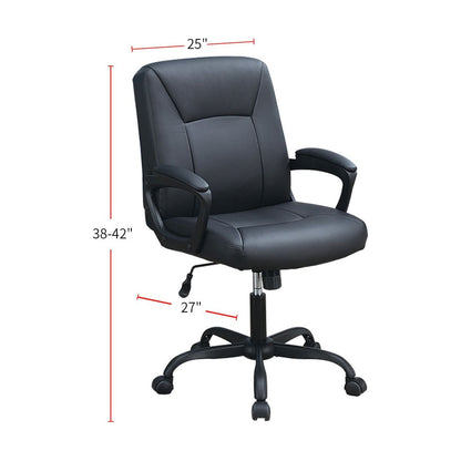 Adjustable Height Office Chair with Padded Armrests, Black