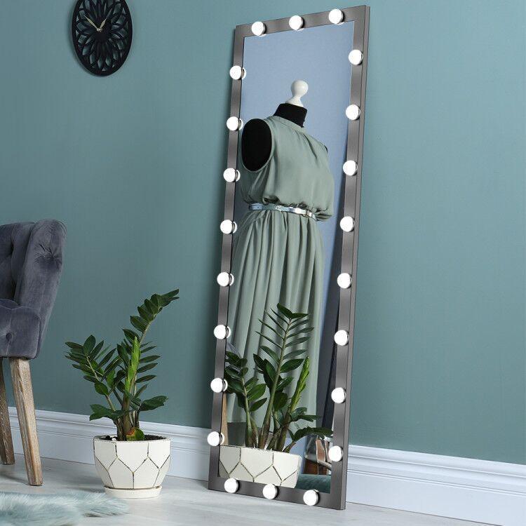 Hollywood Full Length Mirror with Lights Full Body Vanity Mirror with 3 Color Modes Lighted Standing Floor Mirror for Dressing Room Bedroom Wall Mounted Touch Control Black 63x24inch - Streamdale Furniture