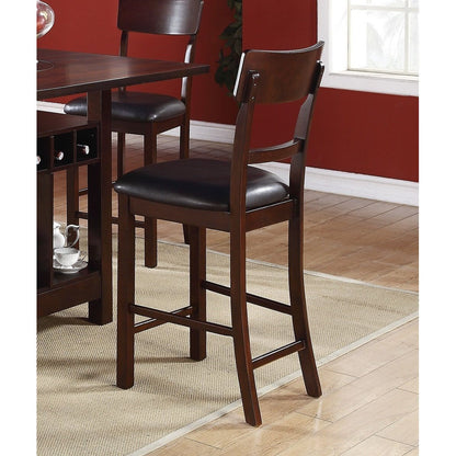 Set of 2 Chairs Dining Room Furniture Dark Brown Cushioned Solid wood Counter Height Chairs