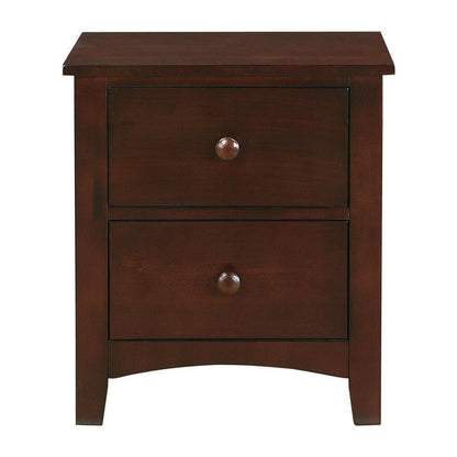 Dark Oak Finish Nightstand 2-Drawers Pine Veneer MDF Wooden 1pc Modern Nightstand