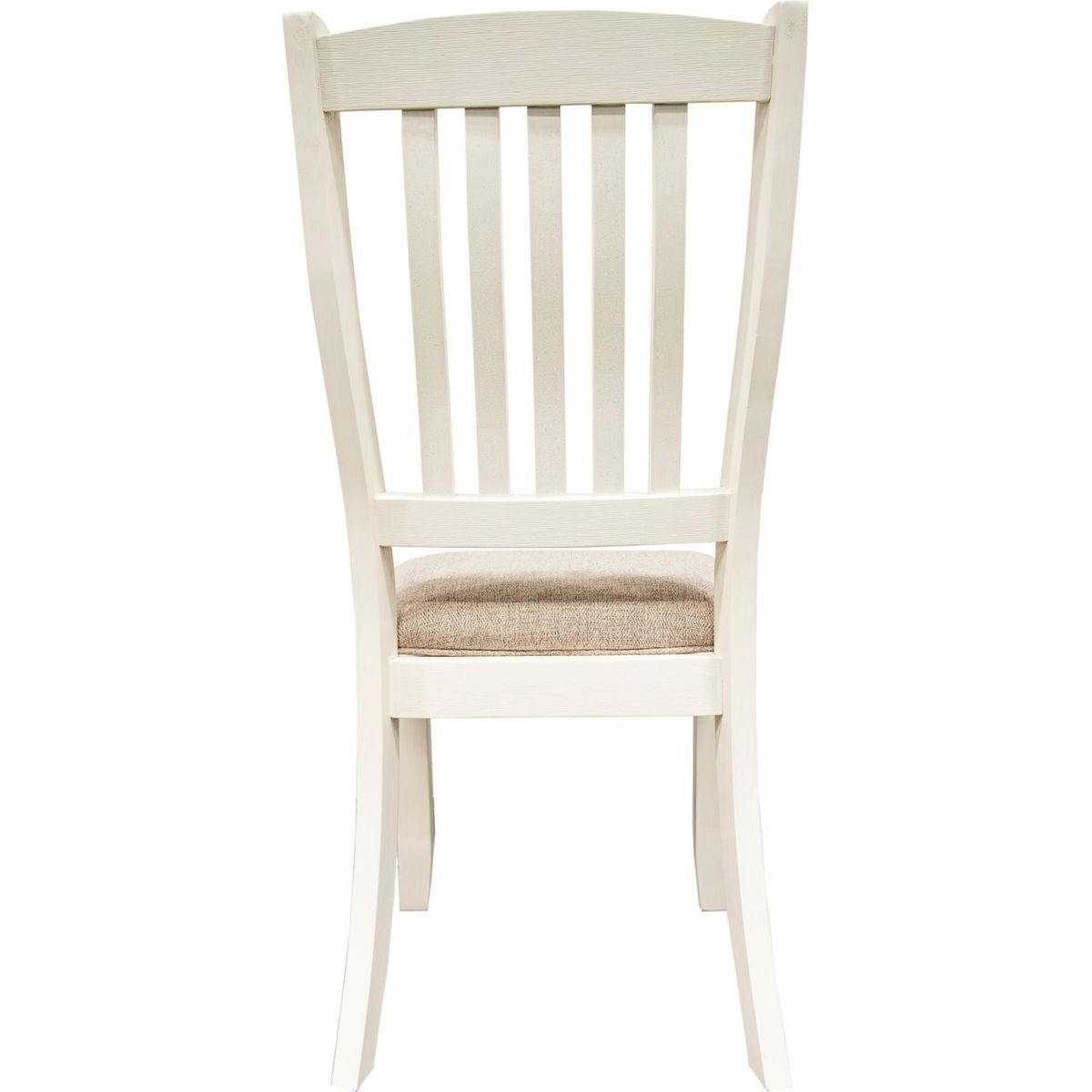 White Classic 2pcs Dining Chairs Set Rubberwood Beige Fabric Cushion Seats Slats Backs Dining Room Furniture Side Chair