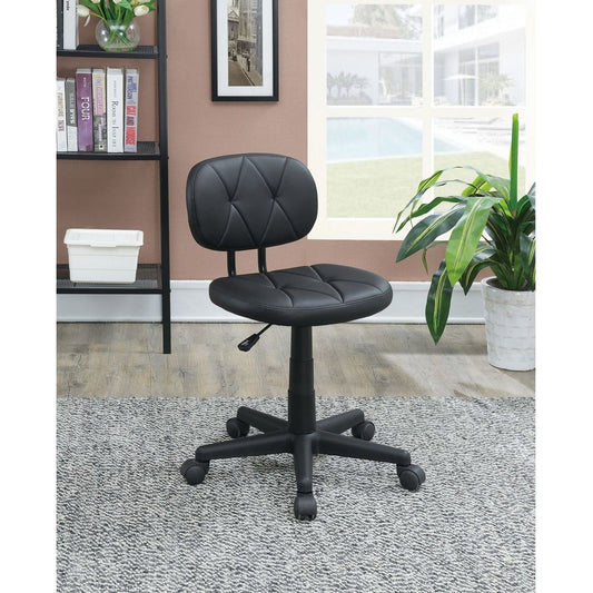 Low-Back Adjustable Office Chair with PU Leather, Black