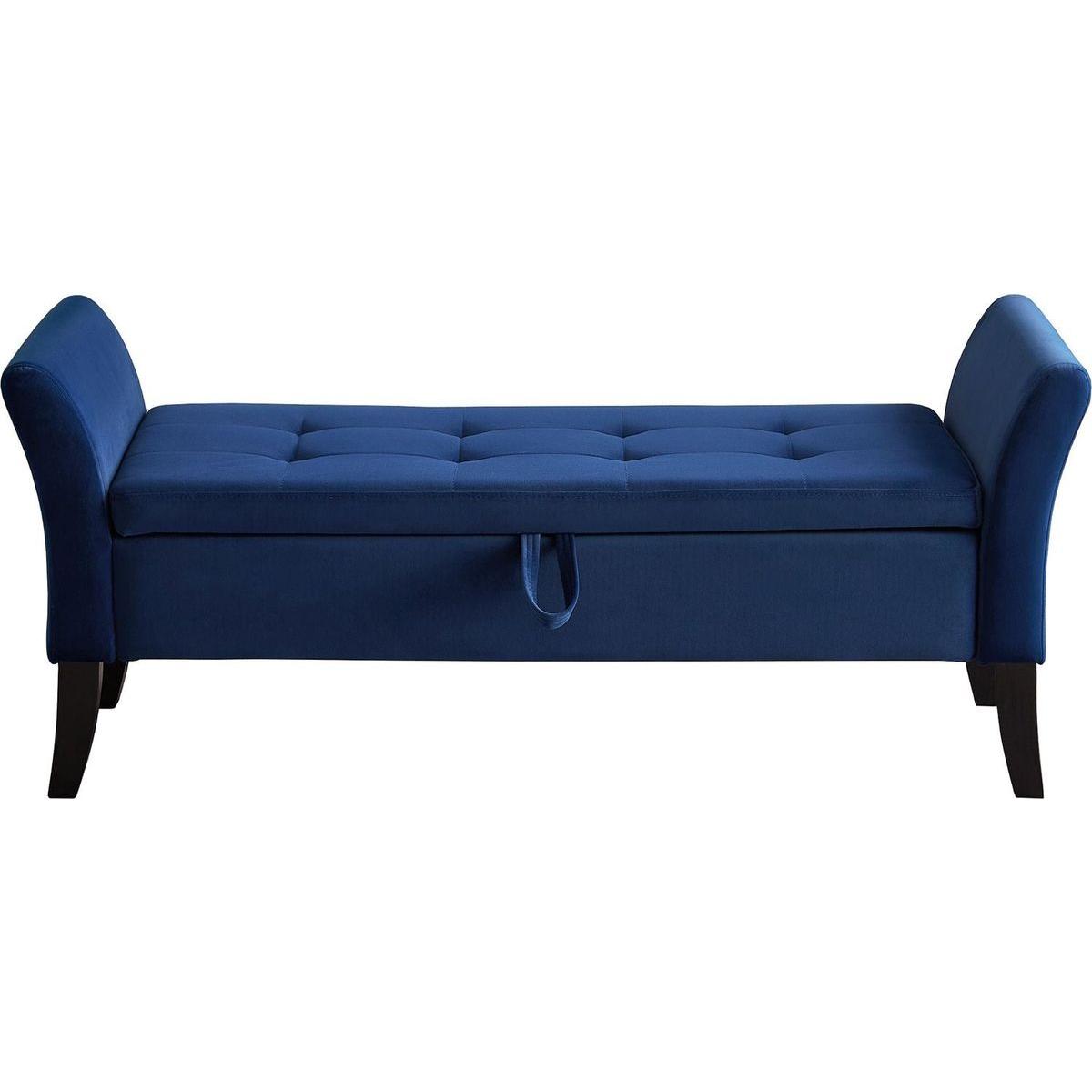 51.5" Bed Bench with Storage Navy Blue Velvet - Streamdale Furniture