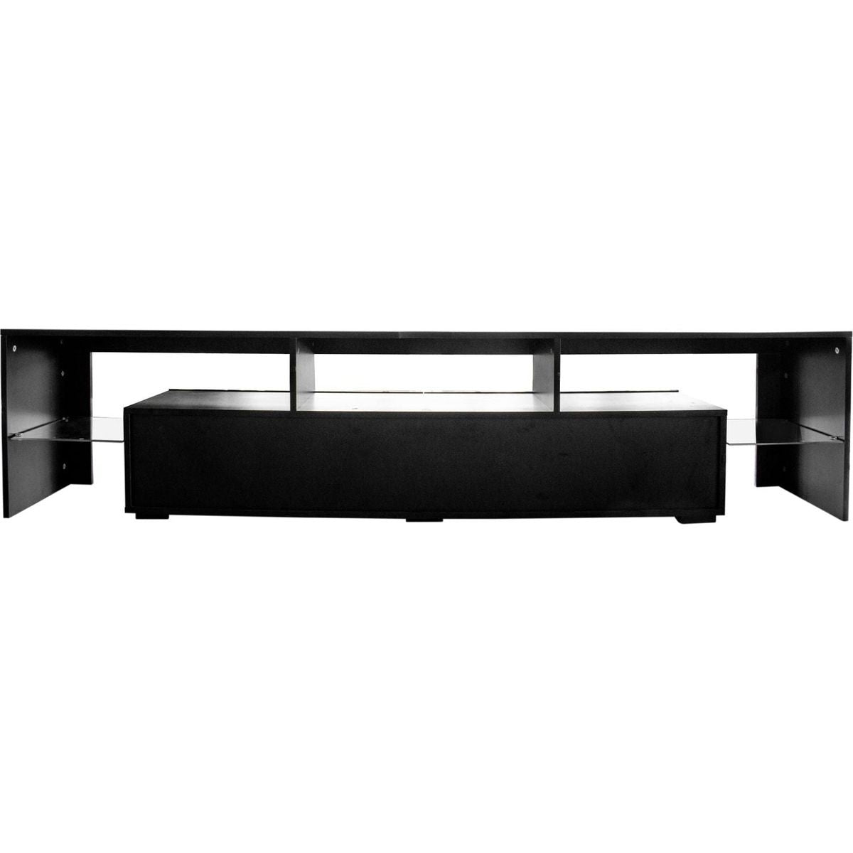 Modern gloss black TV Stand for 80 inch TV, 20 Colors LED TV Stand w/Remote Control Lights