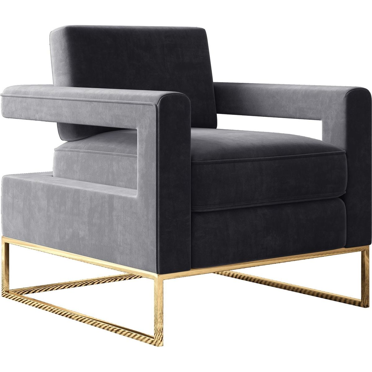 Modern Velvet Accent Chair, Elegant Armchair with Stainless Steel Base