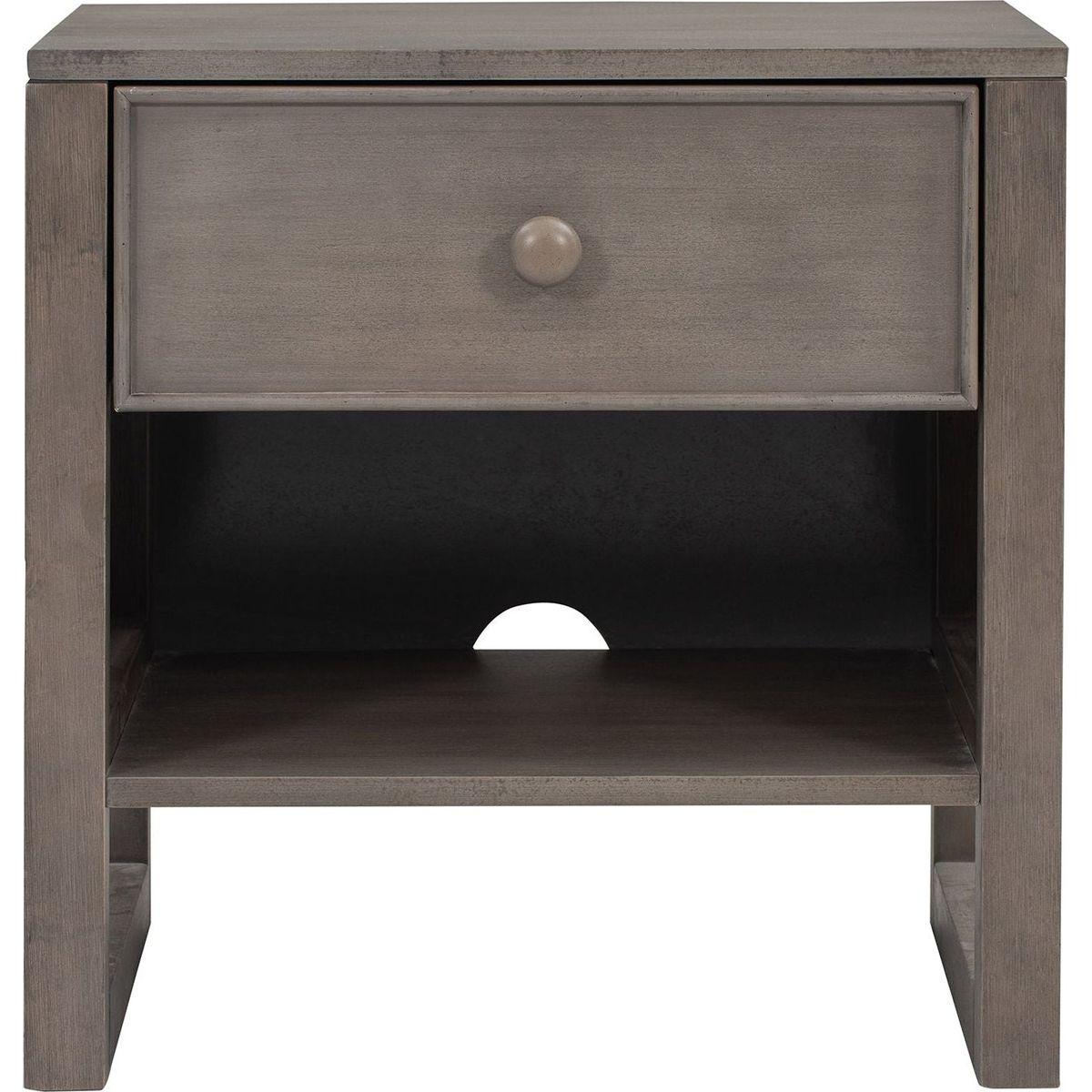 Wooden Nightstand with a Drawer and an Open Storage, End Table for Bedroom, Anitque Gray