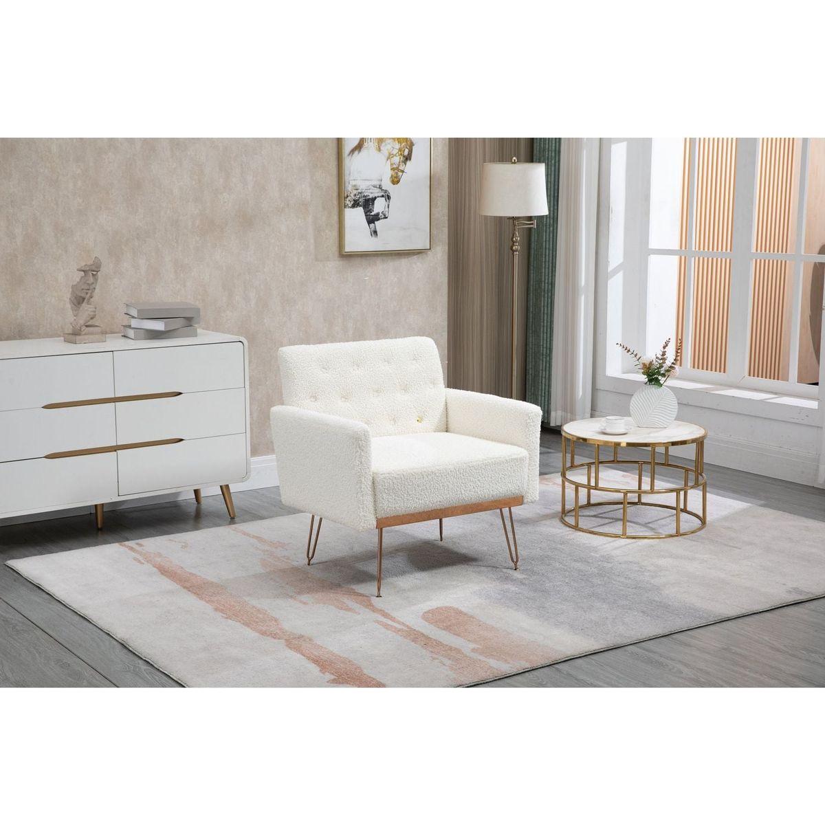 Accent Chair, leisure single sofa with Rose Golden feet