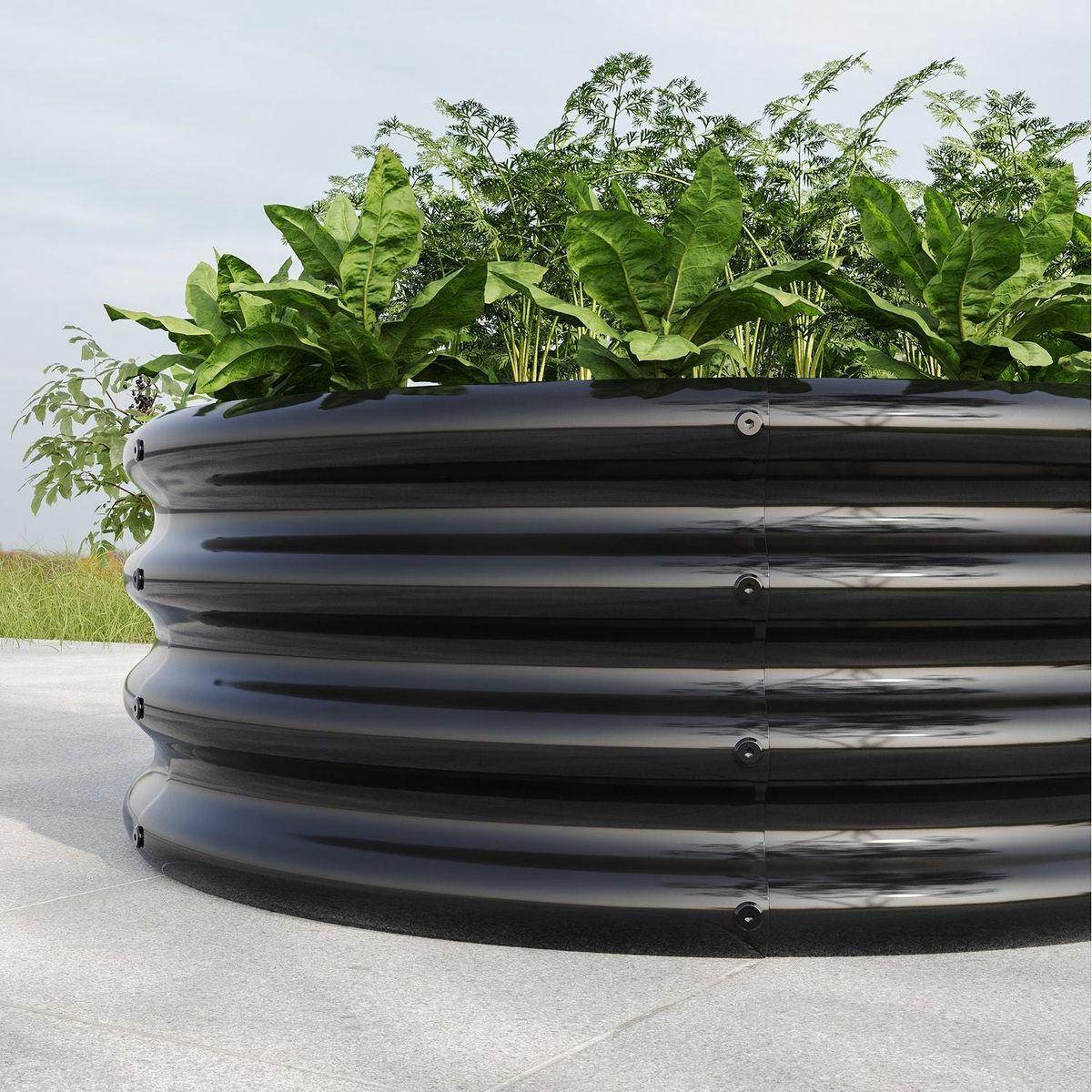 32.08"x11.4" Tall Round Raised Garedn Bed,Metal Raised Beds for Vegetables, Outdoor Garden Raised Planter Box, Backyard Patio Planter Raised Beds for Flowers, Herbs, Fruits Black