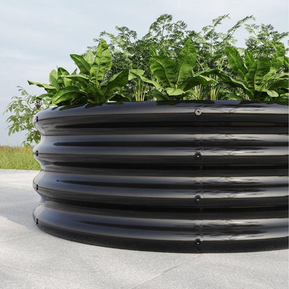 32.08"x11.4" Tall Round Raised Garedn Bed,Metal Raised Beds for Vegetables, Outdoor Garden Raised Planter Box, Backyard Patio Planter Raised Beds for Flowers, Herbs, Fruits Black