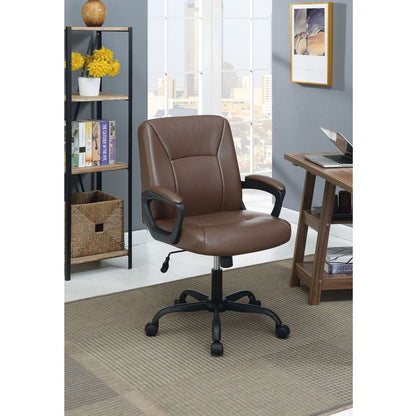 Adjustable Height Office Chair with Padded Armrests, Brown