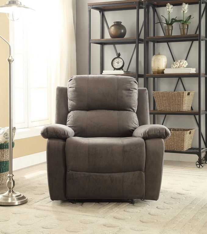 Bina Recliner (Motion) in Charcoal Polished Microfiber