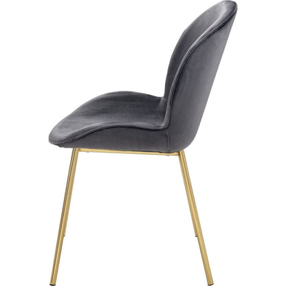 Chuchip Side Chair (Set-2) in Gray Velvet & Gold