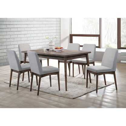 Grey Fabric Upholstered Dining Chair, Brown (Set of 2)