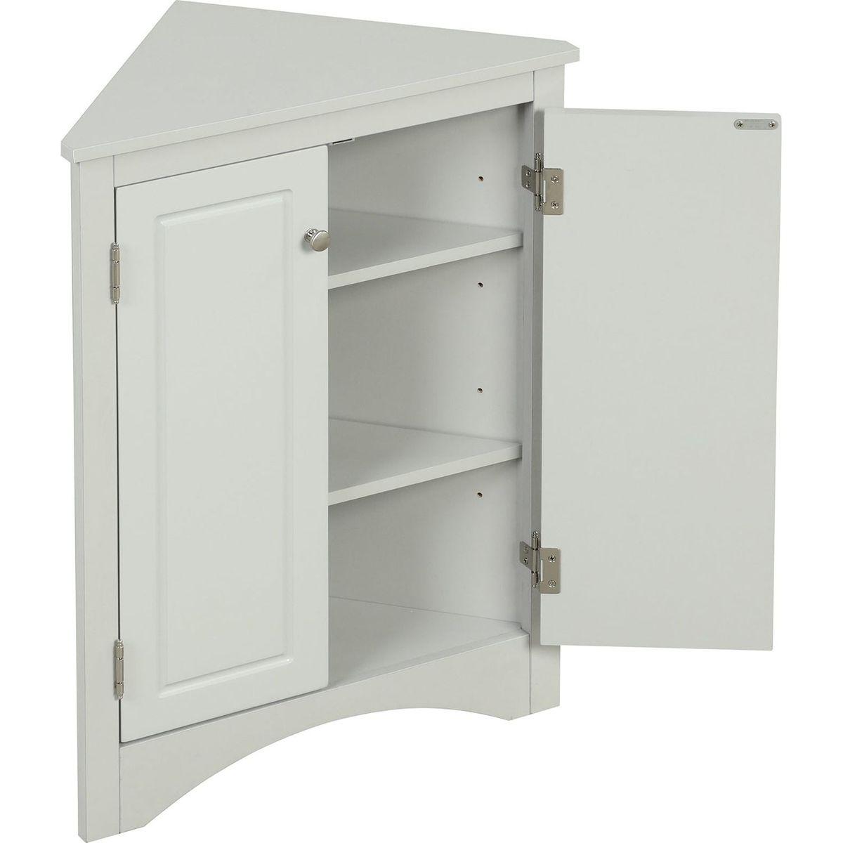 Grey Triangle Bathroom Storage Cabinet with Adjustable Shelves, Freestanding Floor Cabinet for Home Kitchen