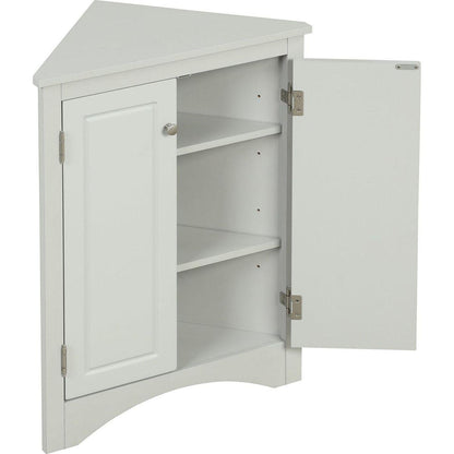Grey Triangle Bathroom Storage Cabinet with Adjustable Shelves, Freestanding Floor Cabinet for Home Kitchen