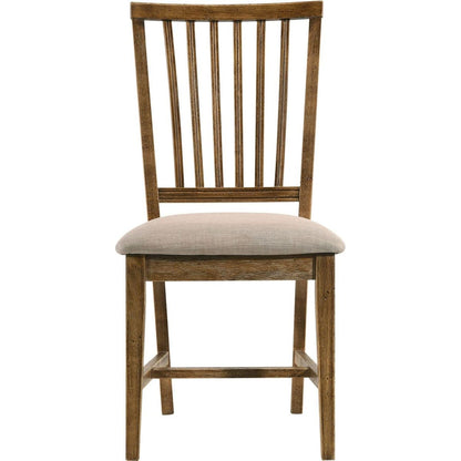 Wallace II Side Chair (Set-2), Tan Linen & Weathered Oak (2Pc/1Ctn)