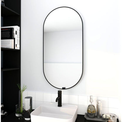 18 x 35 Inch Bathroom Mirror Black Aluminum Frame