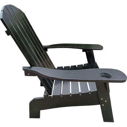 Outdoor or indoor Wood Adirondack chair with an hole to hold umbrella on the arm, Black