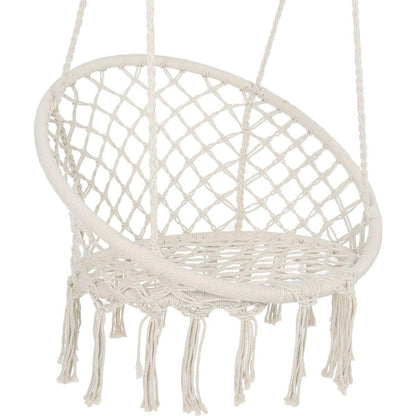 Hammock Chair Macrame Swing Max 330 Lbs Hanging Cotton Rope Hammock Swing Chair for Indoor and Outdoor