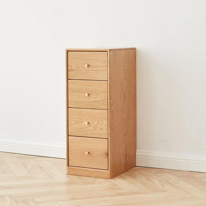 Solid Oak Bedside Table Storage Cabinet for Living Room - Free-Standing Corner Cabinets Storage Table-Four Drawers