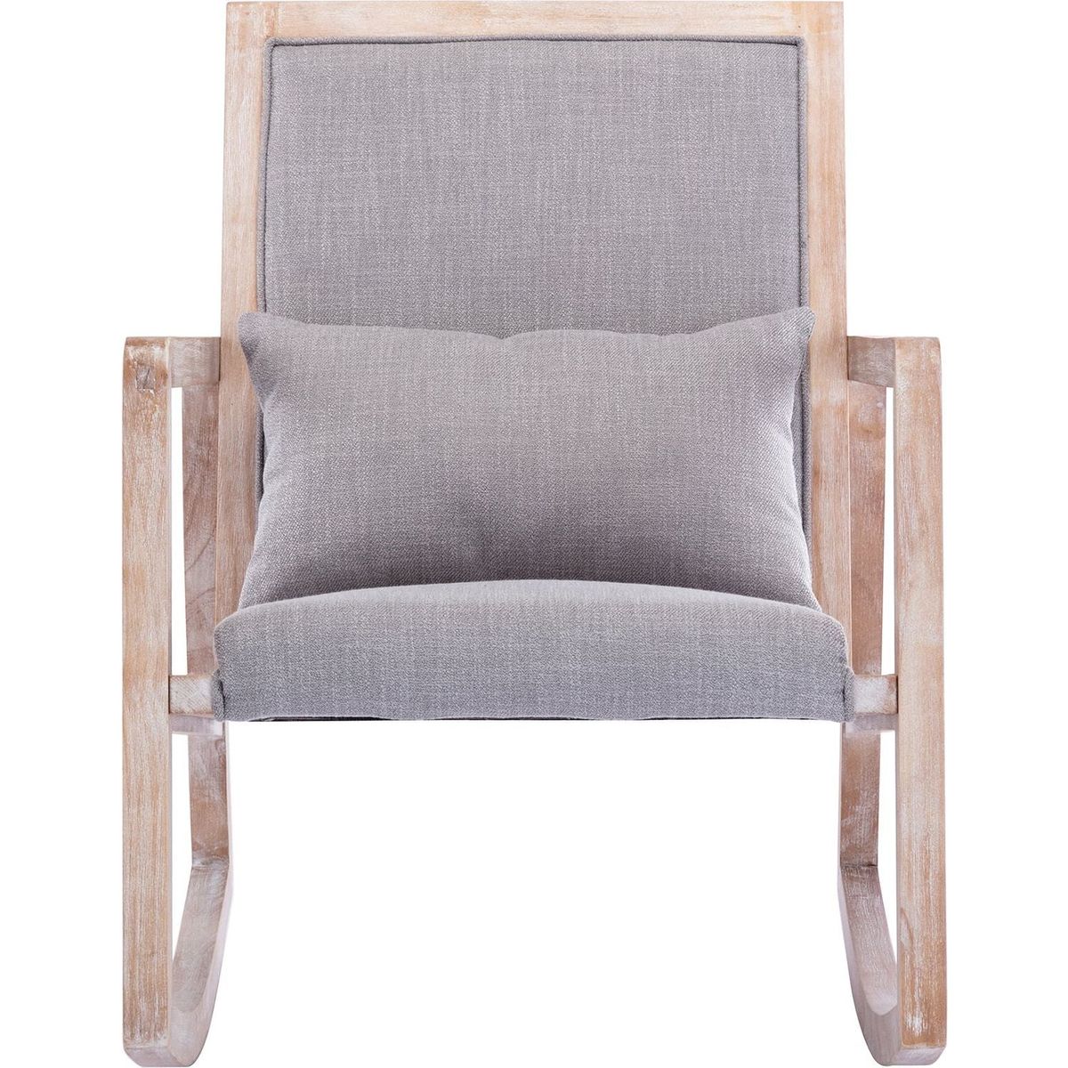 Solid wood linen fabric antique white wash painting rocking chair with removable lumbar pillow