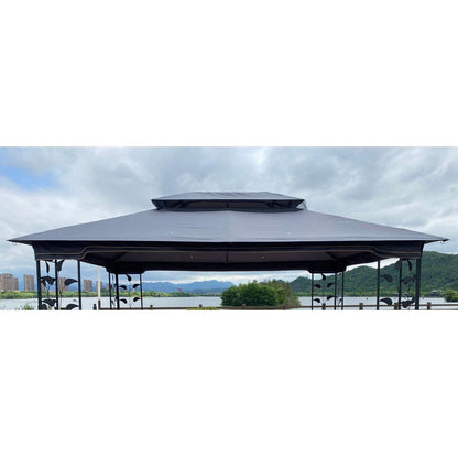 13x10 Ft Patio Double Roof Gazebo Replacement Canopy Top Fabric, Gray