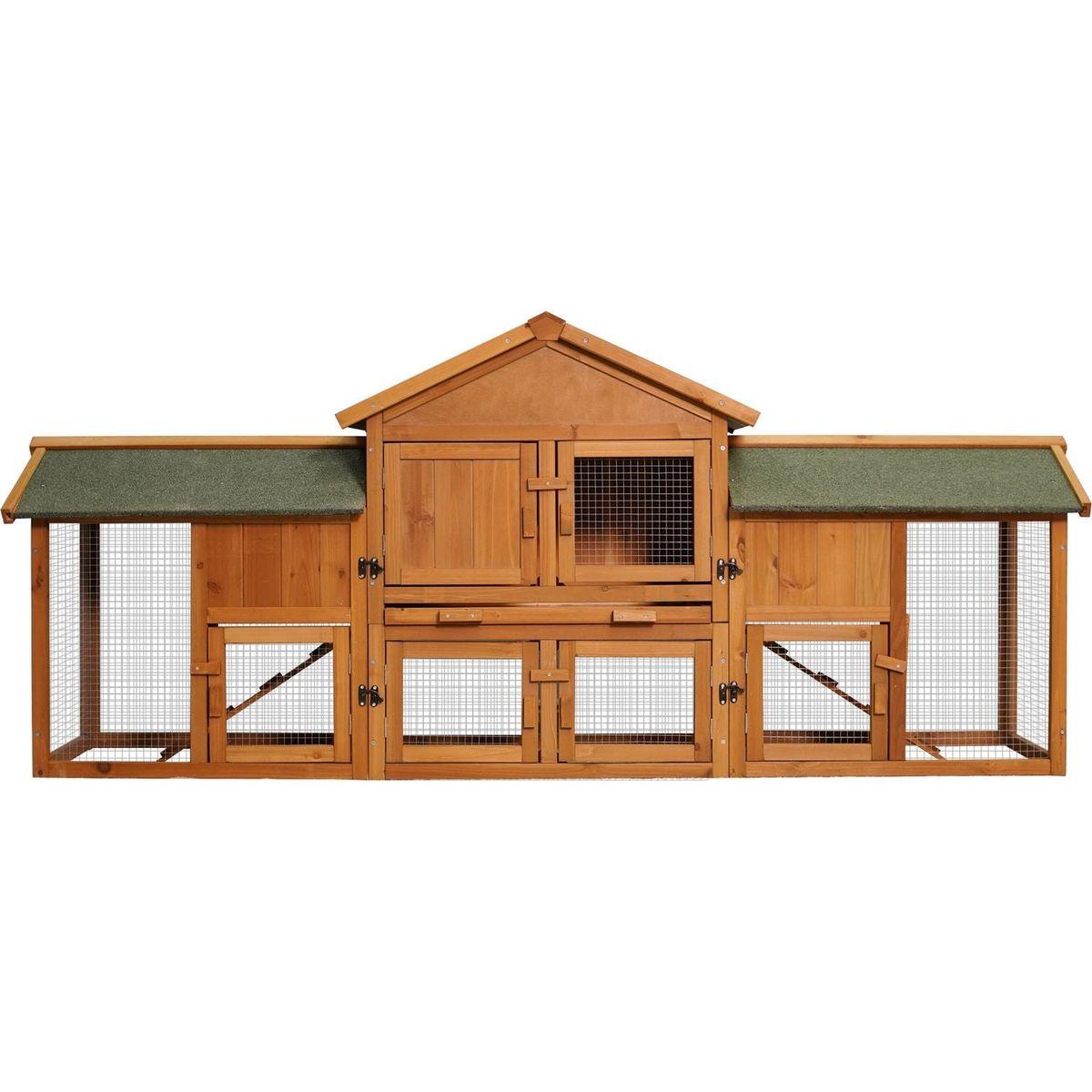 79.5" Extra Large Bunny Cage with 2 Runs House Small Animal Habitats for Guinea Pigs Hamster Removable Tray Two Tier Waterproof Roof Pet Supplies Cottage Poultry Pen Enclosure