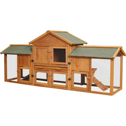 79.5" Extra Large Bunny Cage with 2 Runs House Small Animal Habitats for Guinea Pigs Hamster Removable Tray Two Tier Waterproof Roof Pet Supplies Cottage Poultry Pen Enclosure