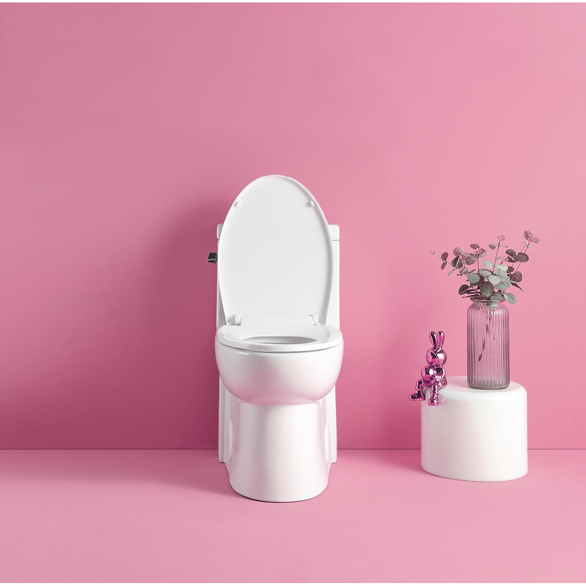 15 1/8 Inch 1.28 GPF 1-Piece Elongated Toilet with Soft-Close Seat - Gloss White 23T03-GW