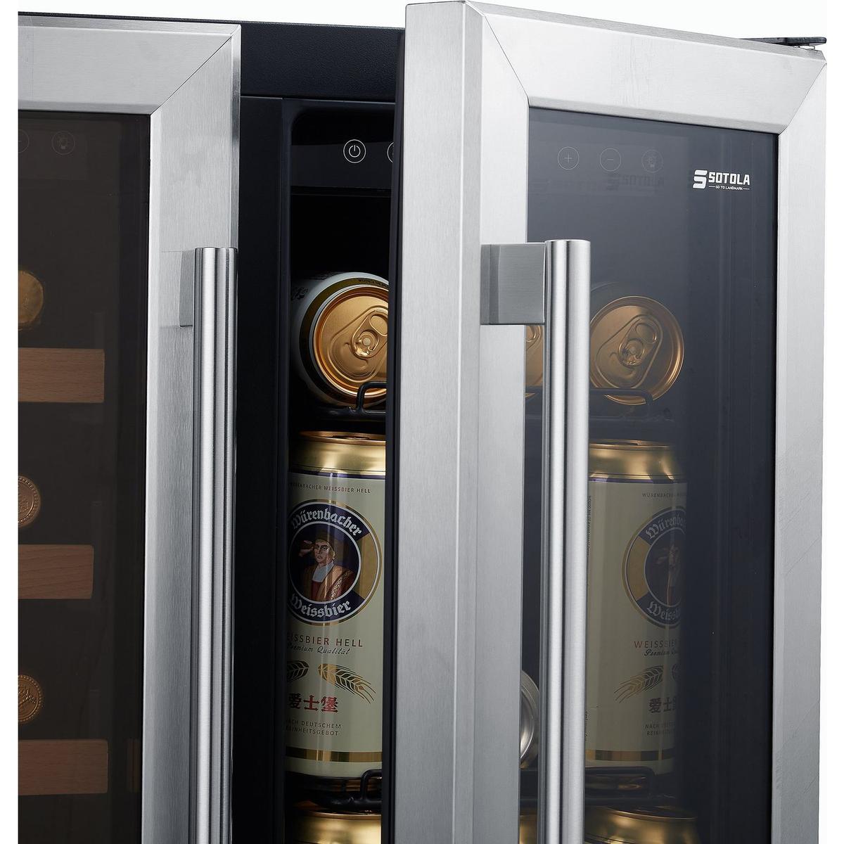 24" Wine Cooler Refrigerator - Dual Zone Built-in or Freestanding Fridge with Stainless Steel Tempered Glass Door and Temperature Memory Function