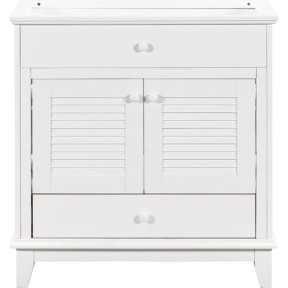 30" Bathroom Vanity Base without Sink, Bathroom Cabinet with Two Doors and One Drawer, White