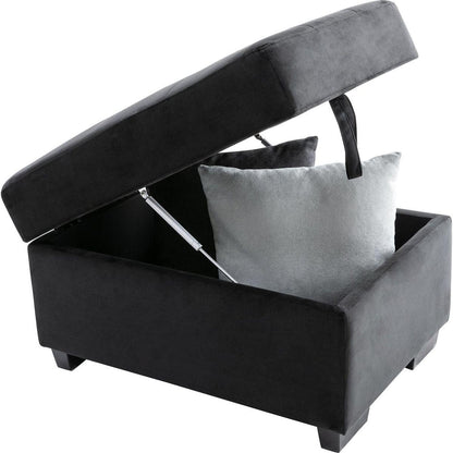 Sleeper Sectional Sofa, L-Shape Corner Couch Sofa-Bed with Storage Ottoman & Hidden Arm Storage & USB Charge for Living Room Apartment, Black