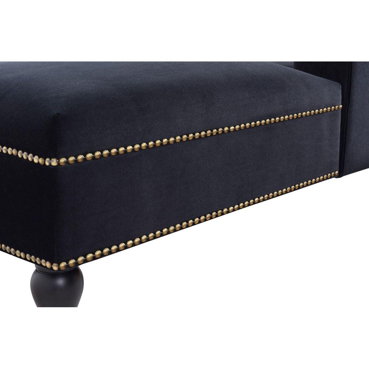 58" Velvet Chaise Lounge, Button Tufted Right Arm Facing Lounge Chair with Nailhead Trim & Solid Wood Legs for Living Room or Office, Sleeper Lounge Sofa (Black)