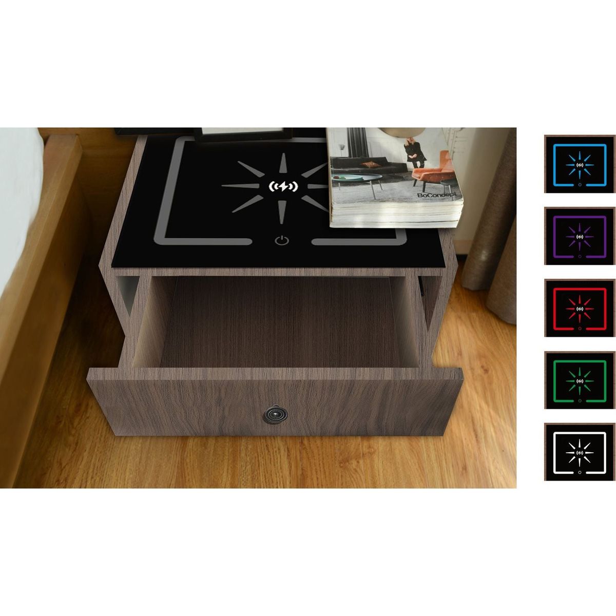 NIGHTSTAND WITH WIRELESS CHARGING STATION