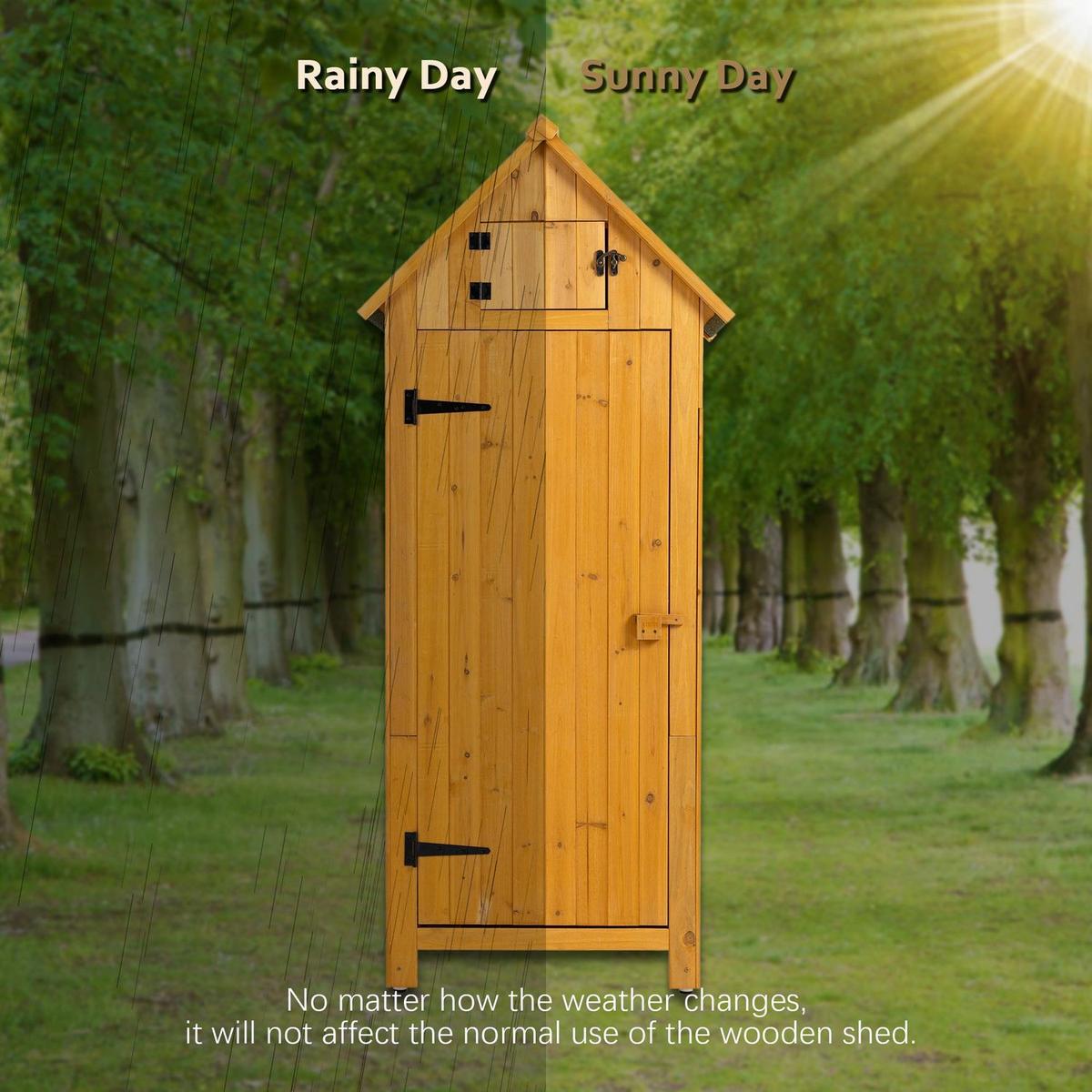 30.3" L X 21.3" W X 70.5" H Outdoor Storage Cabinet Tool Shed Wooden Garden Shed Natural