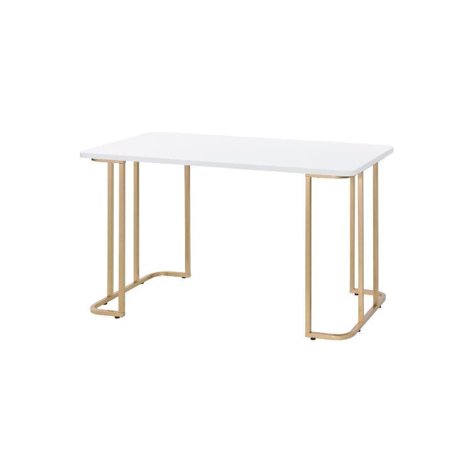 Estie Writing Desk, White & Gold Finish