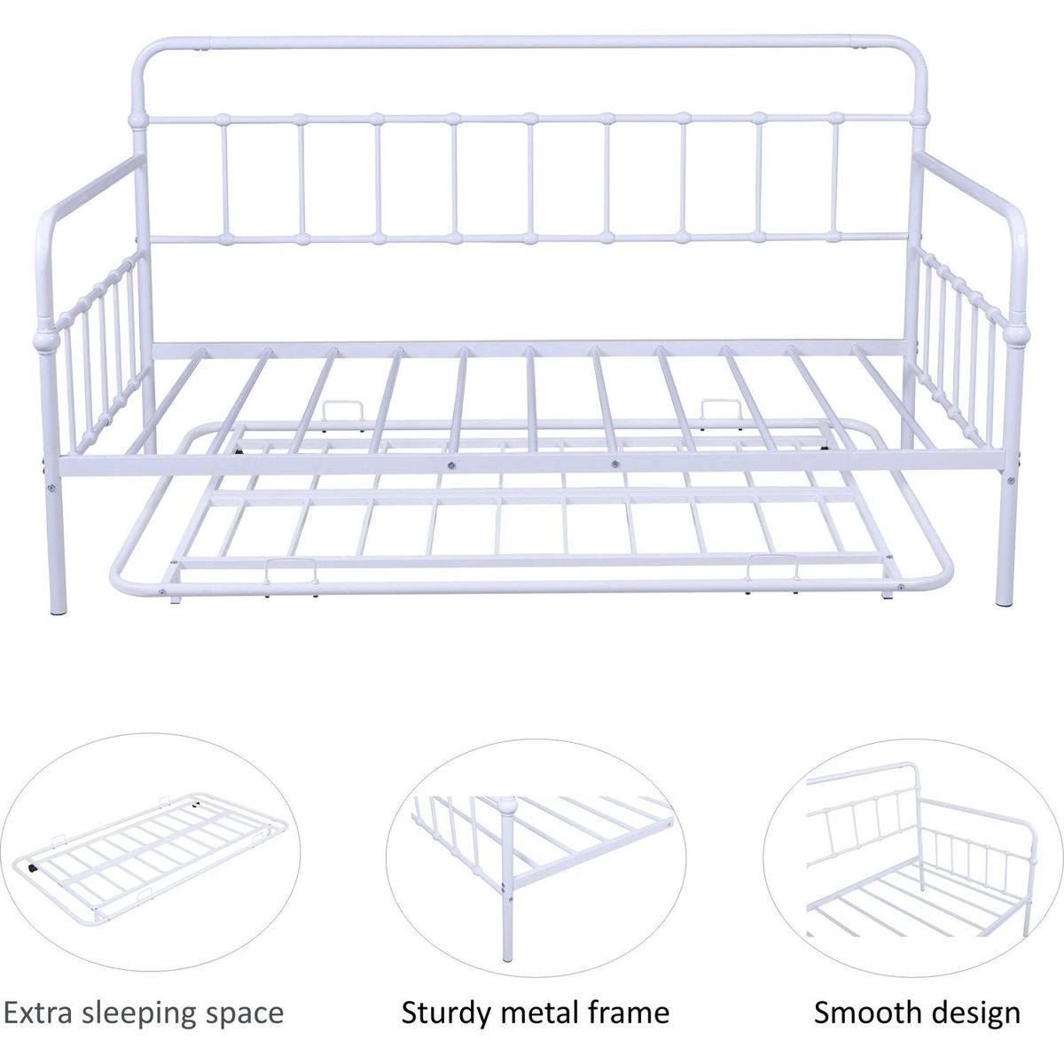 Metal Frame Daybed with trundle