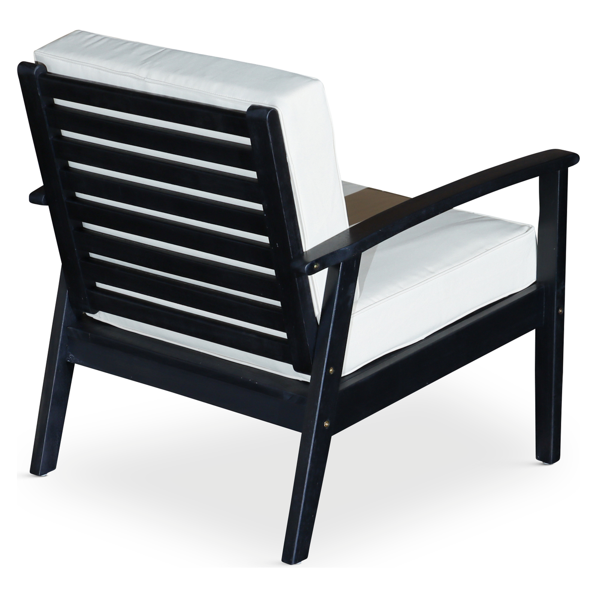 Deep Seat Eucalyptus Chair, Espresso Finish, Navy Cushions