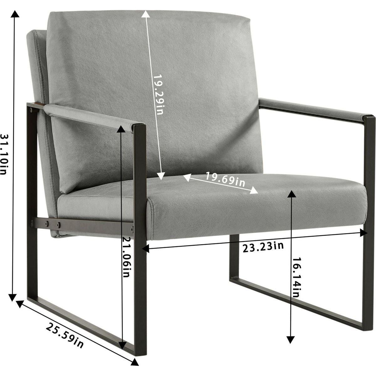 Lounge, living room, office or the reception area PU leather accent arm chair with Extra thick padded backrest and seat cushion sofa chairs, Non-slip adsorption feet, sturdy metal frame, Gray