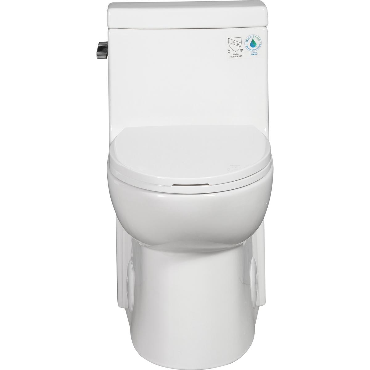 15 1/8 Inch 1.28 GPF 1-Piece Elongated Toilet with Soft-Close Seat - Gloss White 23T03-GW