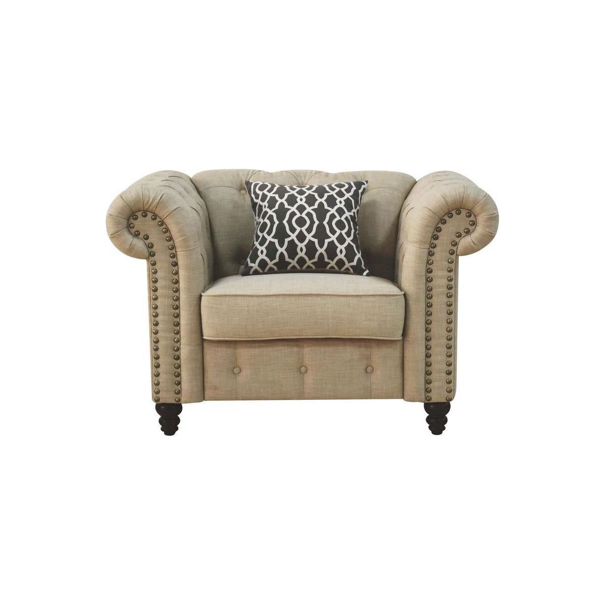 Aurelia Chair w/1 Pillow, Beige Linen