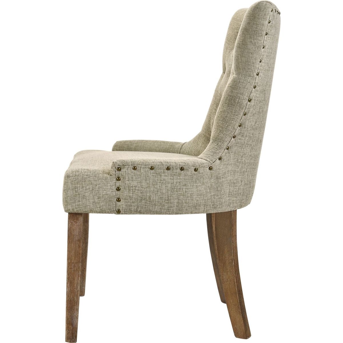 Yotam Side Chair, Beige Fabric & Salvaged Oak Finish