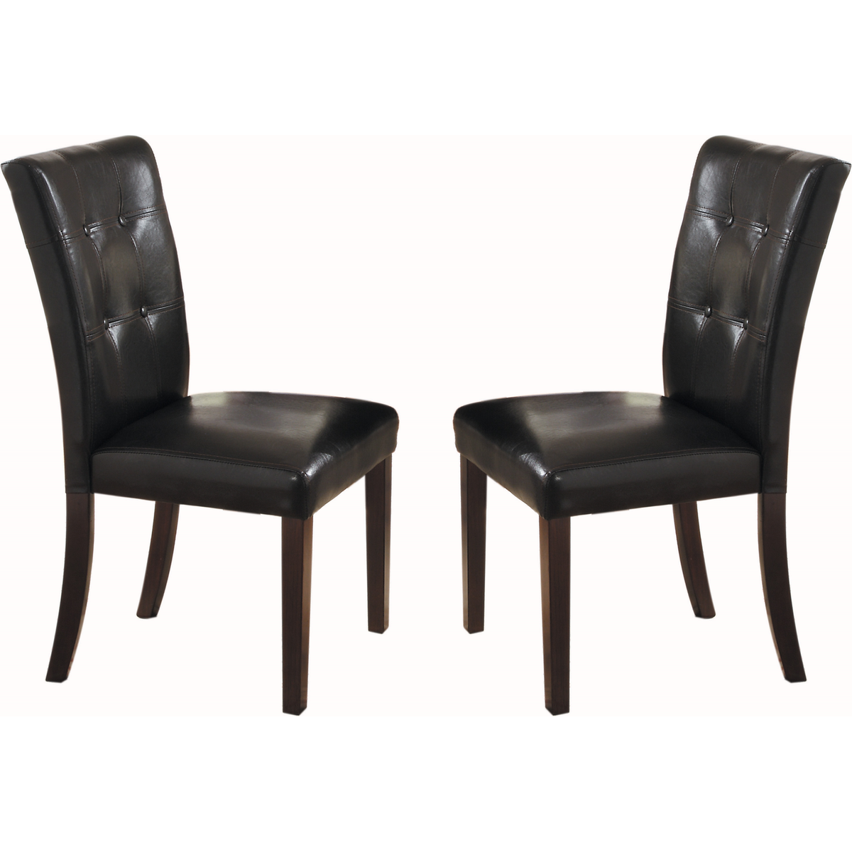 Button-Tufted Side Chairs Set of 2pc Wood Frame Espresso Finish Dining Furniture