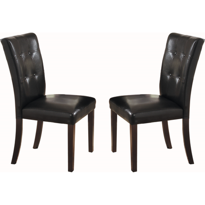 Button-Tufted Side Chairs Set of 2pc Wood Frame Espresso Finish Dining Furniture